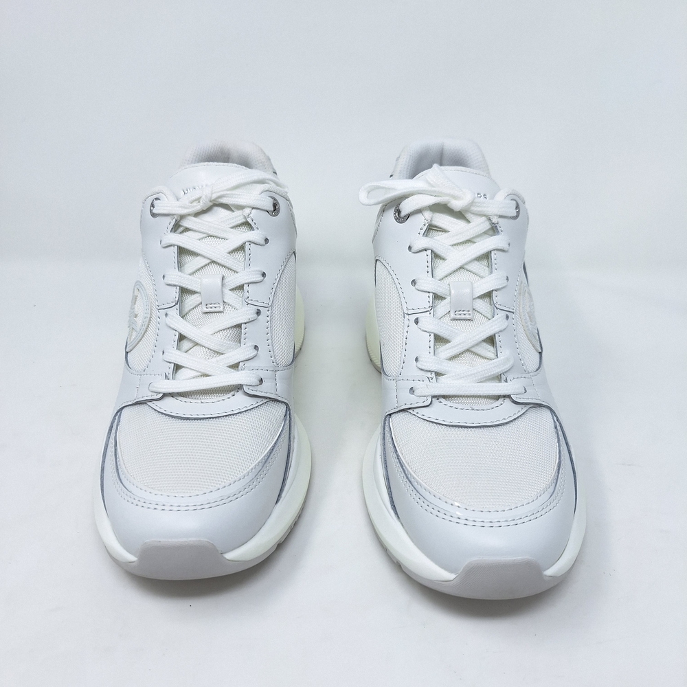 Michael Kors Women's Optic White Zuma Trainer Leather Wedge Platform Sneakers - Picture 5 of 9